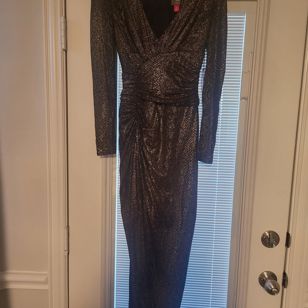 New Vince Camuto Black and Gold Maxi Dress